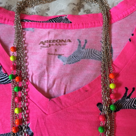 Neon Zebra Tee + Necklace - Picture 2 of 6
